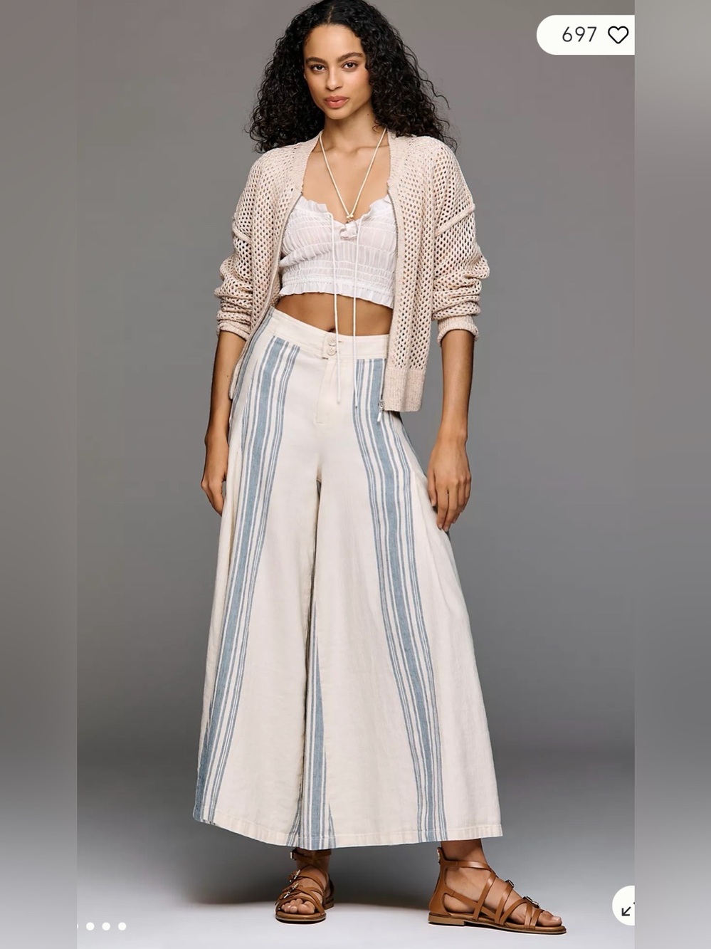 Anthropologie Pilcro Linen Cotton Skirty Sailor Pants